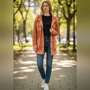 BlueVelvet Women's Orange Button-Up Shacket NWT